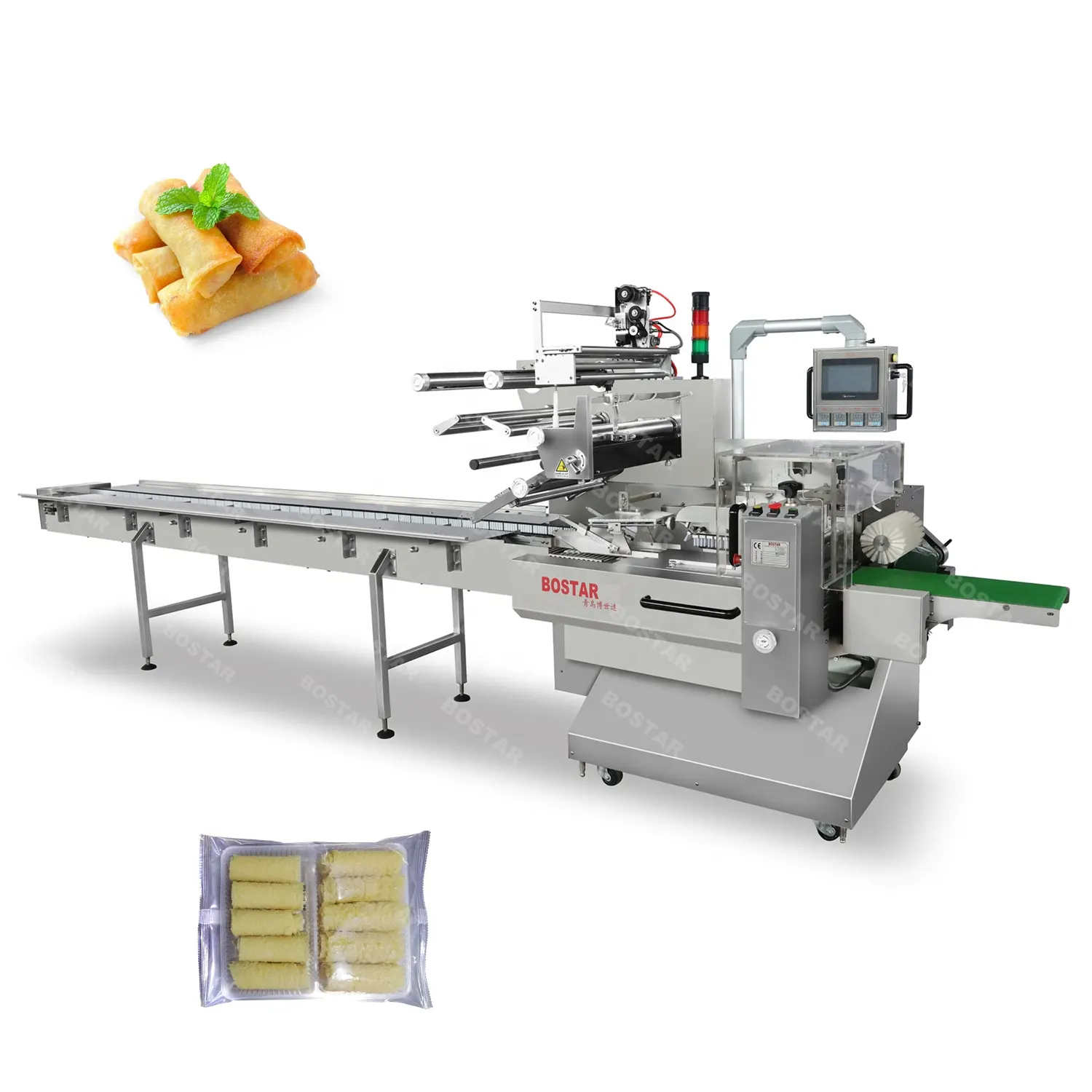 Máquina de envasado de granos de comida, fabricante profesional de China, Horizontal, rollo de Primavera de alimentos congelados