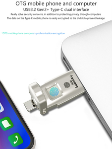 Pendrive de Metal USB 3,2 tipo C para teléfono, unidad Flash OTG con cifrado de huella dactilar, 128gb, 256gb, 512gb, 1tb - Product Image 4