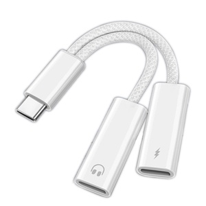 USB C Splitter to Dual Type USB C Headphone 3 <strong>5</strong> Jack <strong>Audio</strong> <strong>Adapter</strong> 2 in <strong>1</strong> Fast Charge Cable - Product Image 1