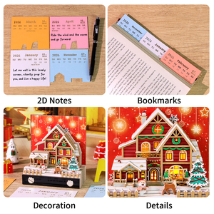 Santa nhà 3D Memo Pad nghệ thuật dính ghi chú notepad 3D thẻ giấy thủ công nhiều màu bóng 3D 2026 lịch để trang trí bàn - Product Image 5