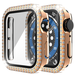 2列ダイヤモンド強化ガラスPCスクリーンカバーiWatch6用ウォッチケース5アップルウォッチシリーズ8用ウォッチガードケース - Product Image 2