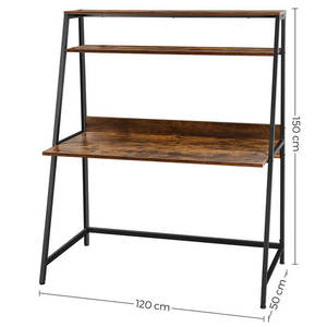 Wooden Writing <strong>Desk</strong> with 3 Shelves <strong>Computer</strong> <strong>Desk</strong> Tier Ladder Home Office <strong>Desk</strong> with Storage Sturdy Bookshelf Modern <strong>Simple</strong> Style - Product Image 6