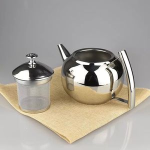 玲珑不锈钢搪瓷茶壶银/金厨具耐热花茶壶带滤茶器咖啡水 - Product Image 4