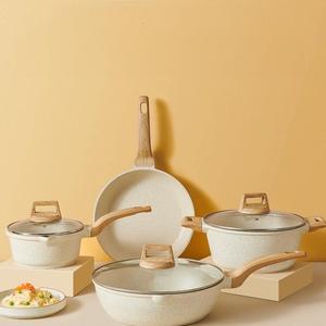 花崗岩ストーンポット調理器具セットホワイトレストラン商業用ノンスティックキッチン用品調理器具セット - Product Image 3