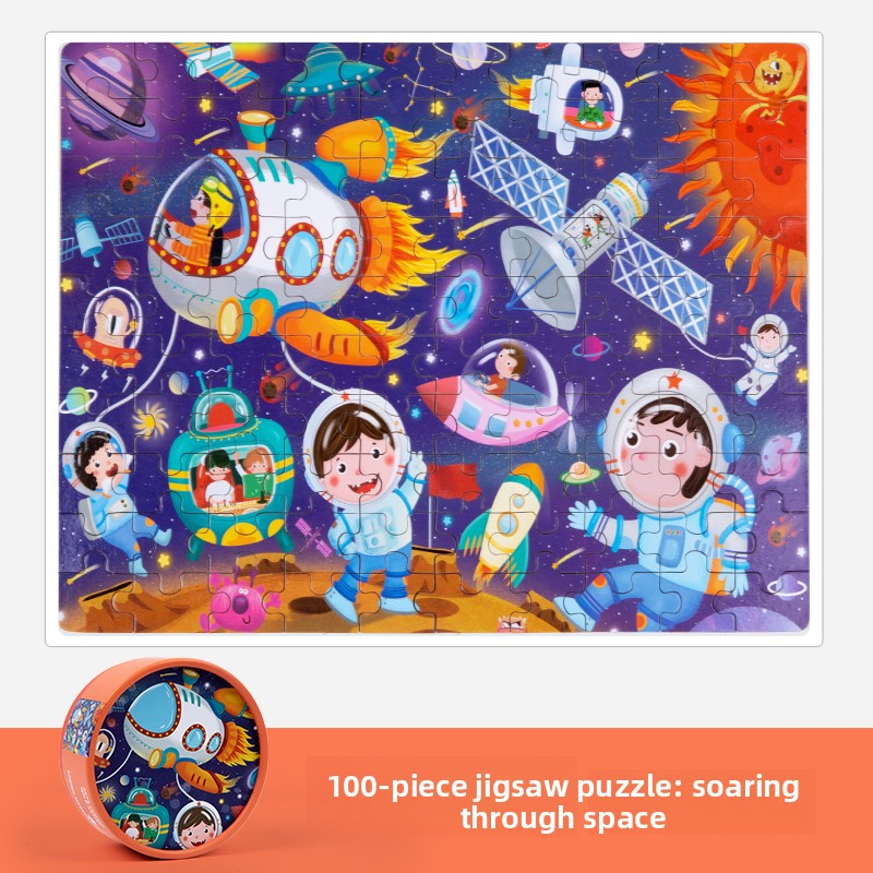 100 piece puzzle traveling in space