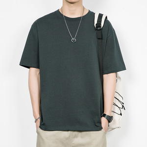 厚手コットン半袖Tシャツユニセックス無地ルース小さなショルダーコットンTシャツメンズ印刷ロゴ - Product Image 2