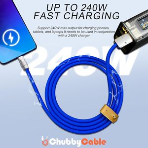 Chubbycable tombul 2.0 hızlı şarj 3.3 FT siyah tip-c veri kablosu dayanıklı yumuşak silikon USB C 240W ekstra kalın telefon şarj - Product Image 4
