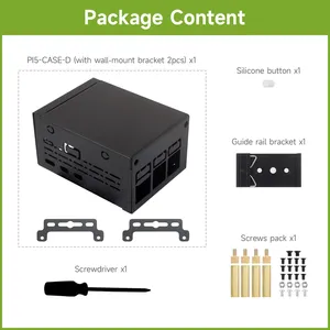 Custodia in metallo di qualità industriale (D) per lampone Pi 5, spazio interno più ampio, supporta l'installazione di ventole di raffreddamento personalizzate - Product Image 5