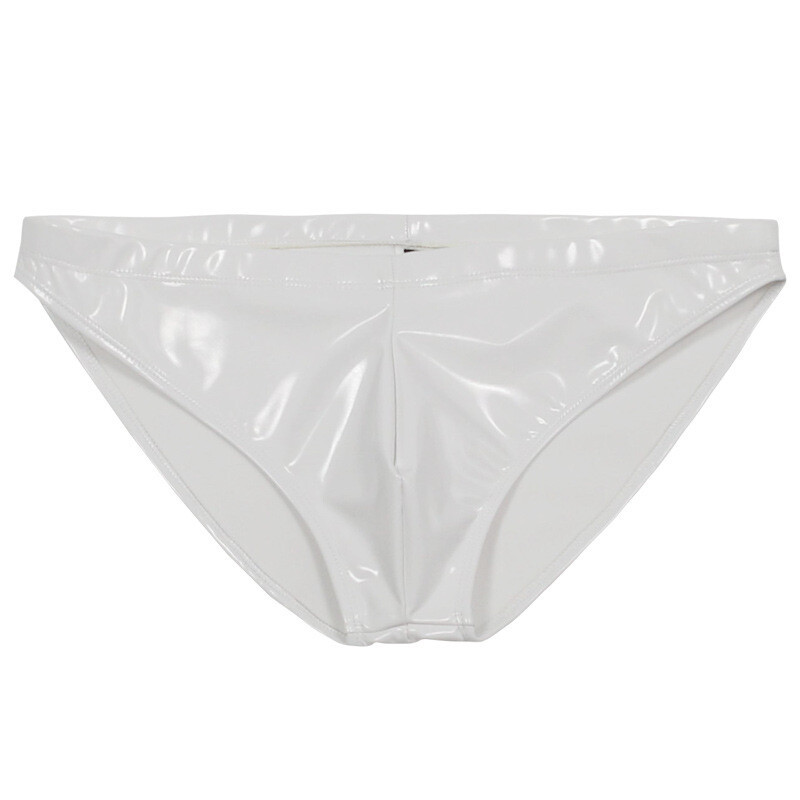 Slip en cuir blanc, culotte string en caoutchouc latex