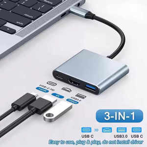 批发迅雷3扩展坞多端口电缆4K 3合1 C型 + Usb3.0电缆适配器c型usb集线器笔记本电脑 - Product Image 3