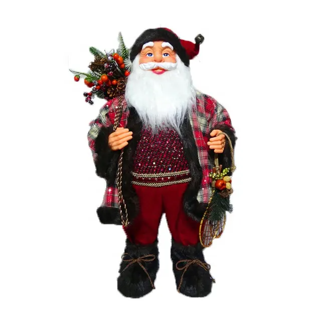 Navidad decoración de la habitación de Figura 80 cm de plástico de Navidad de pie Santa Claus con Jersey saco