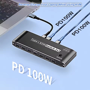 2x1 8K Thunderbolt 4 USB C <strong>KVM</strong> <strong>Switch</strong> RJ45 100W PD Charge 4K 144Hz Type C <strong>KVM</strong> <strong>Switch</strong> Switcher for 2 Computer <strong>1</strong> Monitor