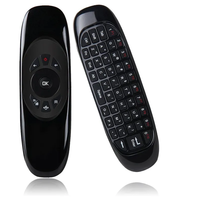 C120 one hand 2.4G mini wireless gaming keyboard Air Fly Mouse Voice Remote Control for Android TV Box