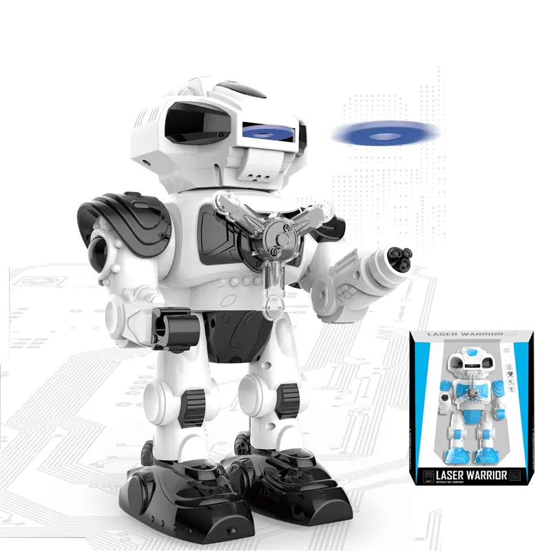 Laser Warrior 4 AA batteria B/O Walking Blue Toy Robots Robot educativo giocattolo intelligente in vendita con suono e luce