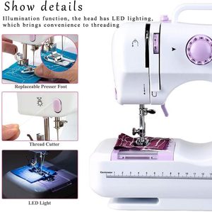 Máquina DE COSER eléctrica portátil, 12 puntadas integradas, altas y bajas velocidades, hilo doble, Overlock, características de reparación de costura inversa - Product Image 5