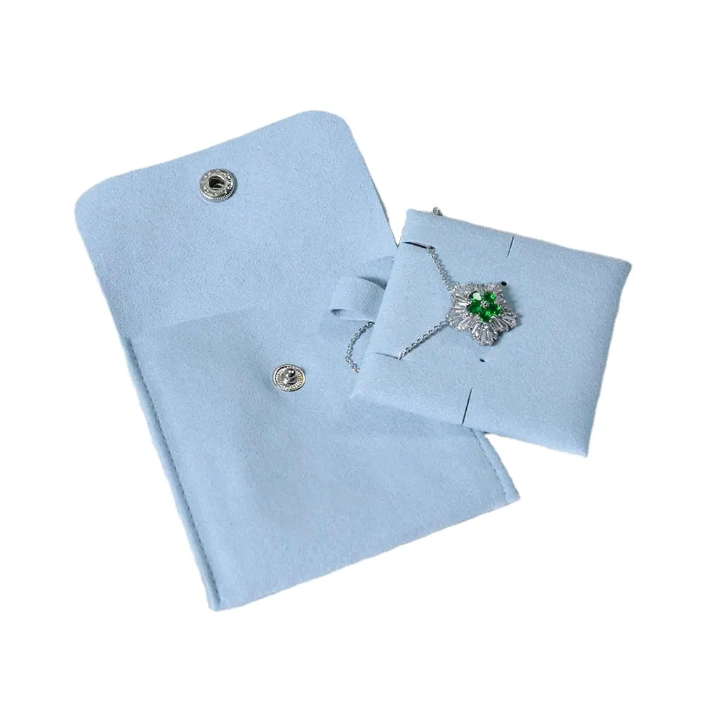 Individuelles Logo bedruckte Geschenk-Halsband Schmuckverpackungstasche Umschlag Mikrofaser-Schmuckbeutel mit Karteneinsatz