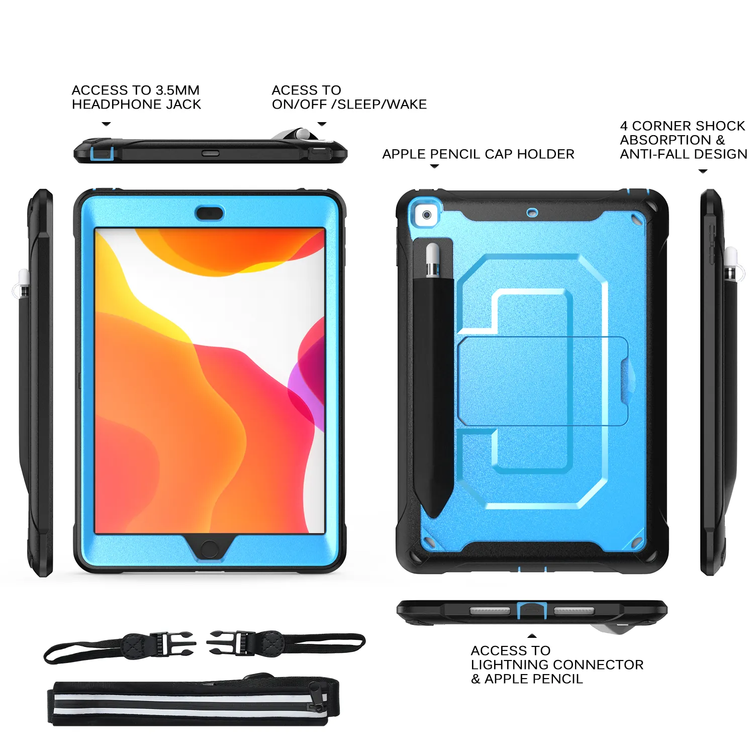 Custodia protettiva per Tablet per tutto il corpo per iPad 10.2 7th 8th 9th generation 2019 2020 2021 custodia con portamatite