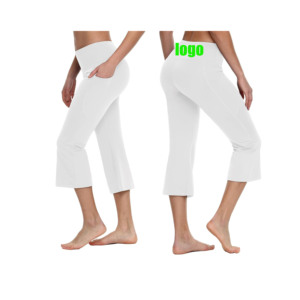 Yeni ince geniş bacak spor pantolonları kadın ince streç pantolon bayanlar Flare pantolon kadın rahat tayt Yoga tayt Capri