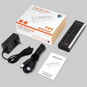 RSHTECH热USB集线器3.0分路器多USB 3.0集线器USB 7端口多端口集线器电脑配件，带电脑电源适配器 - Product Image 6