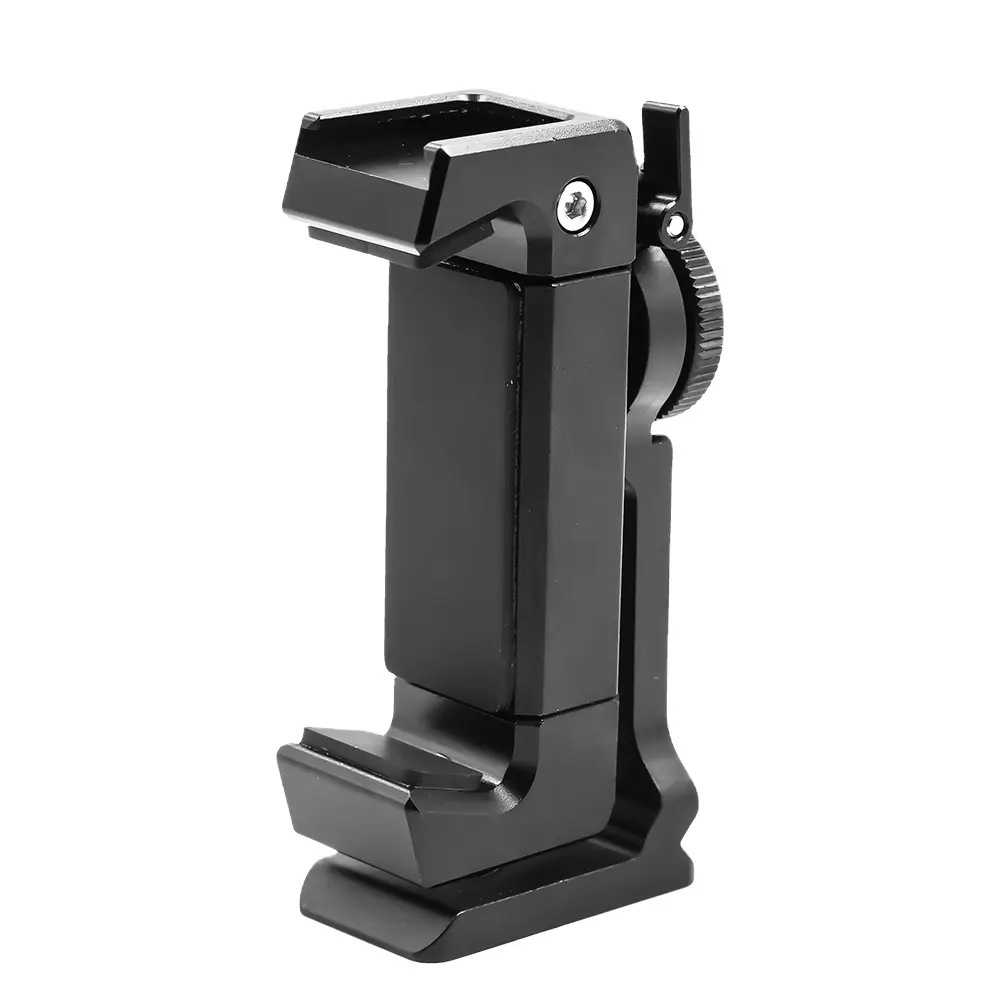 Support de trépied de téléphone en métal Clip de téléphone réglable avec sabot froid et plaque compatible Arca