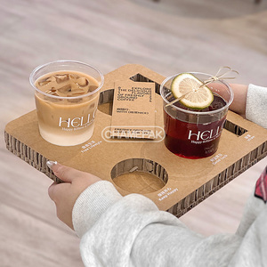 定制瓦楞纸咖啡杯托盘定制环保蜂窝纸杯托盘展示架 - Product Image 2