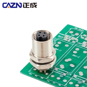 IP65防水M5印刷电路板面板安装连接器3/4针直母插座，前后黄铜电线连接紧固 - Product Image 1
