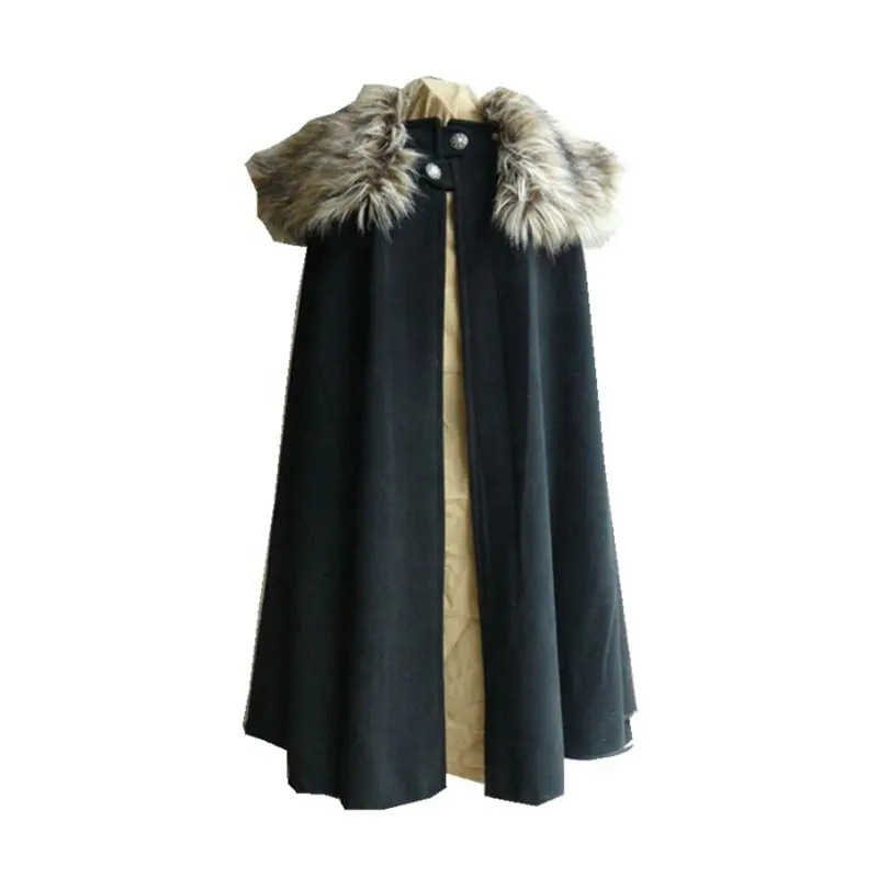Costume medievale mantello uomo inverno collo di pelliccia Larp Cosplay mantello cappotto mantello da donna gotico di alta qualità Costume di Halloween