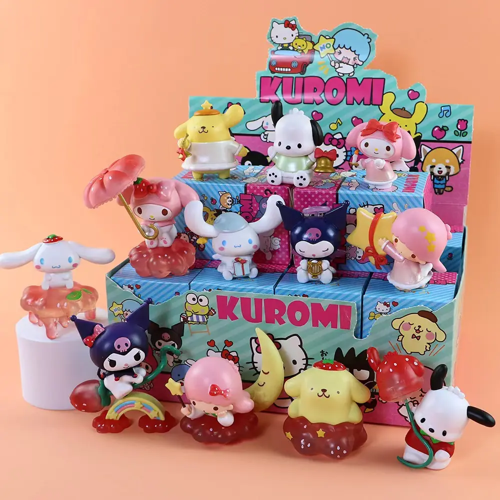 8/6stück/Set Karikatur Sanrio Kuromi Melodie Pvc Action Anime-Figur Spielzeug Blindbox mit Schachtel