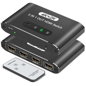 <strong>HDMI</strong> Switcher 1x3 High Resolution <strong>HDMI</strong> Switcher Supports 4K30Hz 1080P60Hz HD Resolution <strong>HDMI</strong> Remote Control for Computer PC - Product Image 1