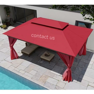 Özel toptan çift çatılar kırmızı 10x13 ft gizlilik perdeleri ve netleştirme ile koltuk takımı veranda çardak tentesi - Product Image 4