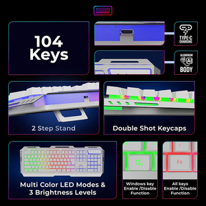 Tailor Anti-ghosting Gaming <strong>Keyboard</strong> Mouse Combo RGB Backlit Rechargeable Wireless Gaming <strong>Keyboard</strong> and Mouse Kit (Black) - Product Image 5