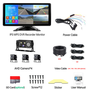 10.36 inch Touchable 4 kênh chia màn hình DVR màn hình với không thấm nước sao lưu máy ảnh <span class=keywords><strong>Kit</strong></span> trở lại hệ thống đỗ xe cho xe tải - Product Image 6