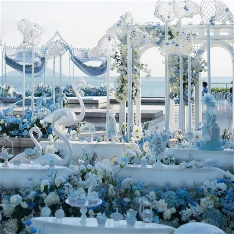 T04131 azul ocasión de la boda Floral boda completa centro de la pieza y arreglos de flores artificiales flores centros de mesa para boda