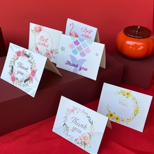 Customized Luxury Matte Paper Thank You <strong>Cards</strong> Folded with Logo Printed <strong>Via</strong> Digital Printing Available Newsprint Fancy Board