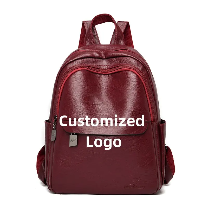 Kazze Waterproof Durable Backpack Customized Logo Mobile Phone Tablet Bag Women Soft Leather Fashion Casual Backpack