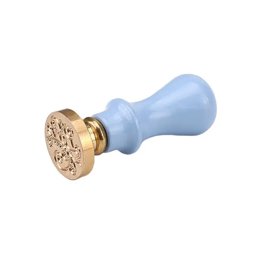 Sky Blue Embossing Seal Common Seal Handle Stamp Wax Seal Stamp Metal And Wood Handle Spoon invitation 3d pop