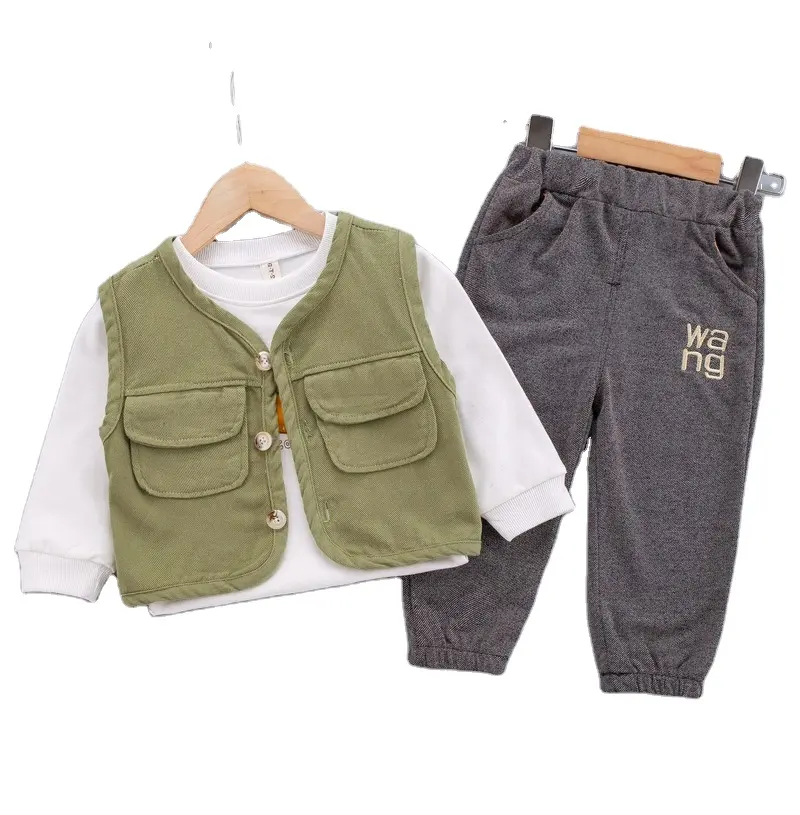 Kleidung Großhandel China Dreiteiliges Set Herbst Frühling Casual Infant Weste Body Suit