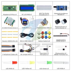 Ahududu Pi Pico geliştirme kurulu Breadboard için TZT başlangıç kiti LCD modülü Python programlama acemi kiti SG90 Servo LCD1602
