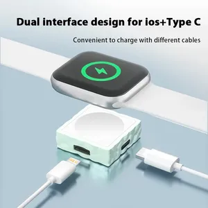 นาฬิกาแม่เหล็กเร็วแบบไร้สายที่ชาร์จสำหรับ Apple Watch 9 8 7 6 5 SE 4 3 2 ultra iWatch Dock อะแดปเตอร์ Type C 8Pin ชาร์จแบบพกพา - Product Image 4