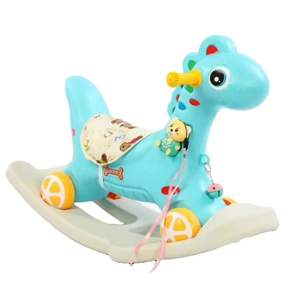 Mecedora de plástico para regalo con barra de empuje/Paseo en juguete, silla de casa para sacudir bebé con diseño de Animal, barato, gran oferta