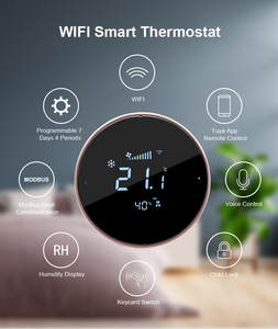 Comfurter doppio anello rotondo 2 tubo 4 tubo sistema di bobina del ventilatore Tuya App di controllo vocale camera HVAC WiFi Smart termostato