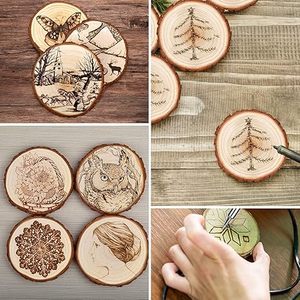 Stackable đống phong cách đế lót ly bằng gỗ-tự Nhiên Mộc Mạc uống đế lót ly thiết lập cho bảng bảo vệ & trang trí nội thất - Product Image 4