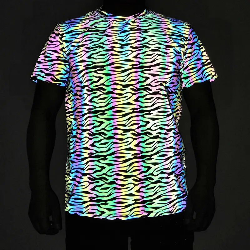 2023 Gay Les DJ Club Color Reflective Material Polyester Tee Shirts Custom LOGO Print Customized Men's T Shirts For Party