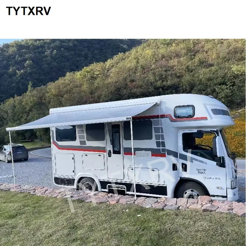 TYTXRV Cadre en alliage d'aluminium haute résistance Tissu Oxford épaissi Contrôle manuel Pare-soleil Caravan RV Auvents