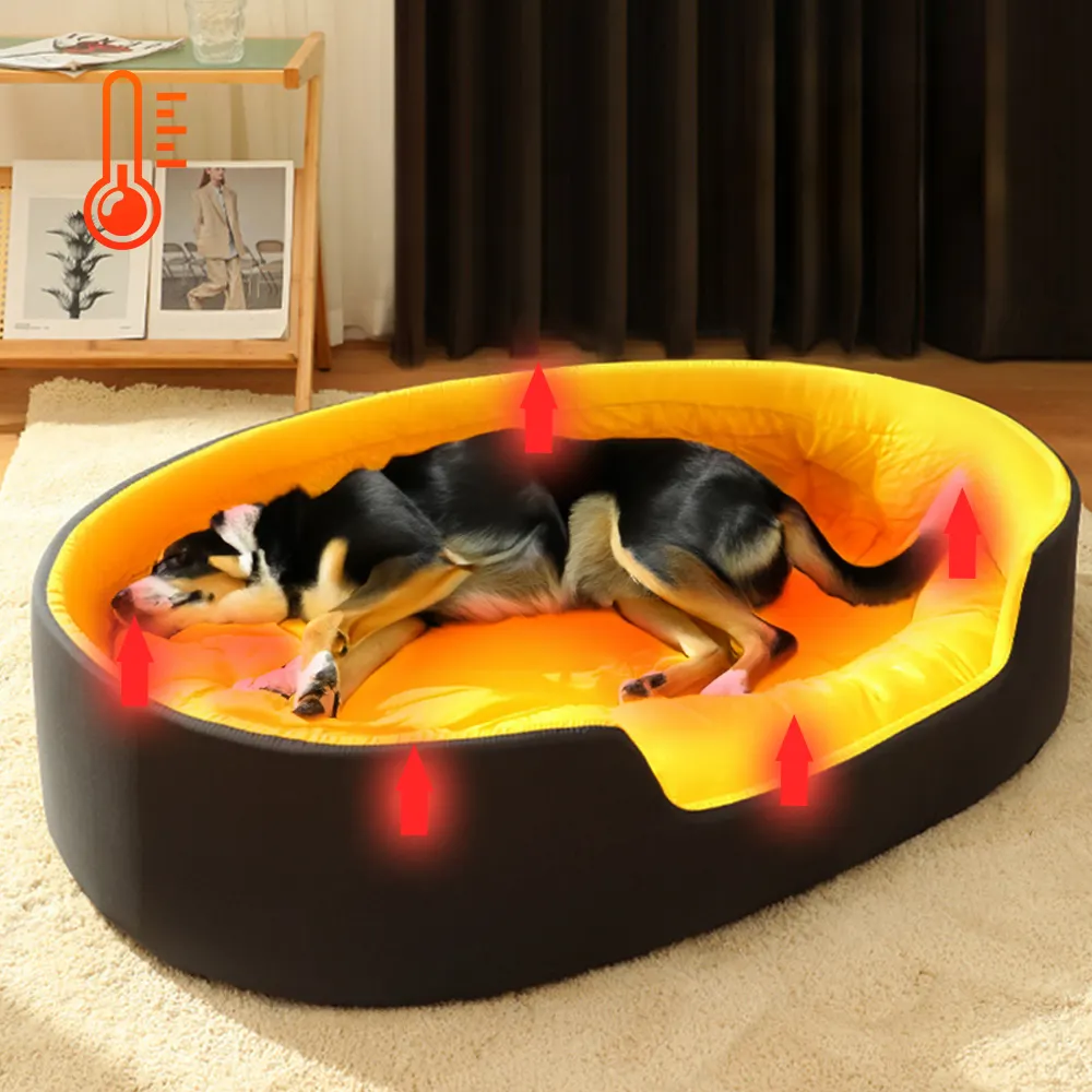 Canapé imperméable personnalisé pour chien, lit chauffant rechargeable lavable pour animal de compagnie