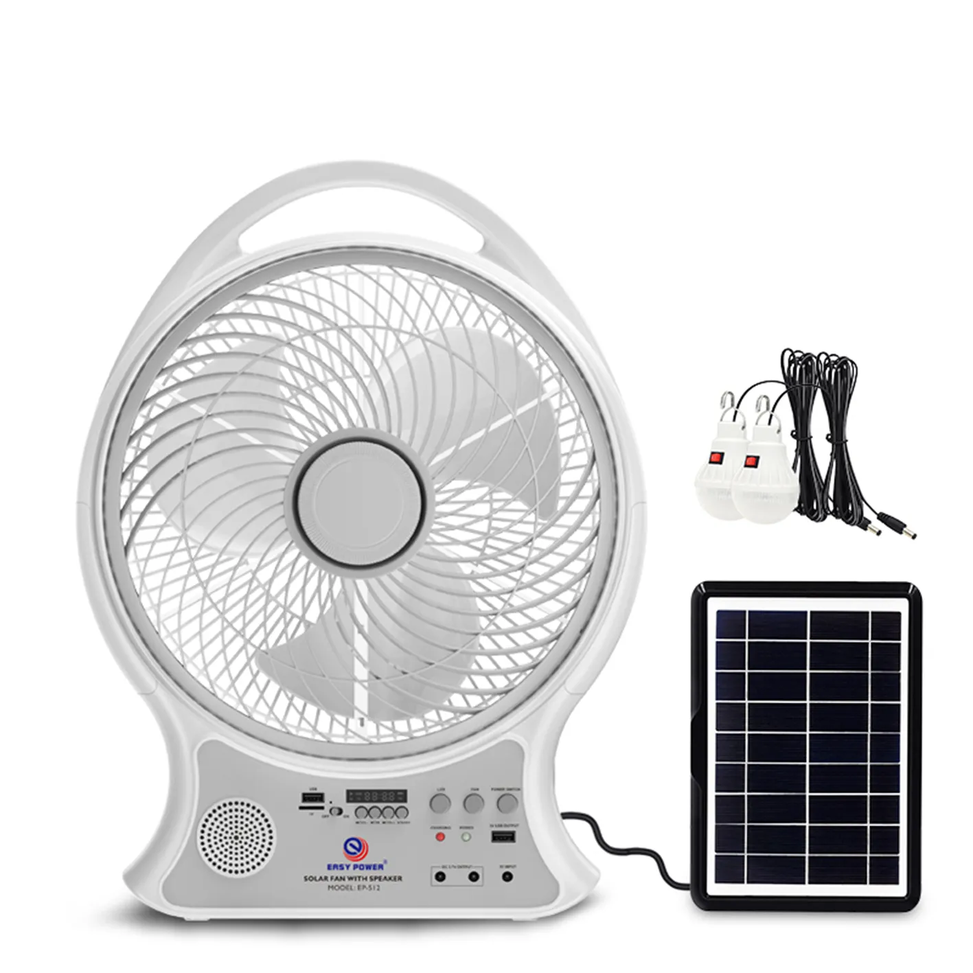 Ventilateur AC DC à énergie solaire Ventilateur oscillant de table rechargeable de 14 pouces avec lumières LED