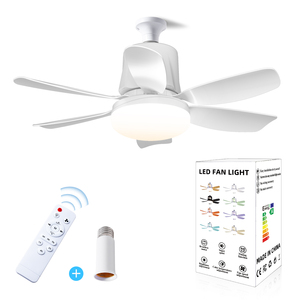 冷却電気沈黙E27電球ムービングヘッドスマートホームライト360回転発光リモコンモダンLEDシーリングファン
