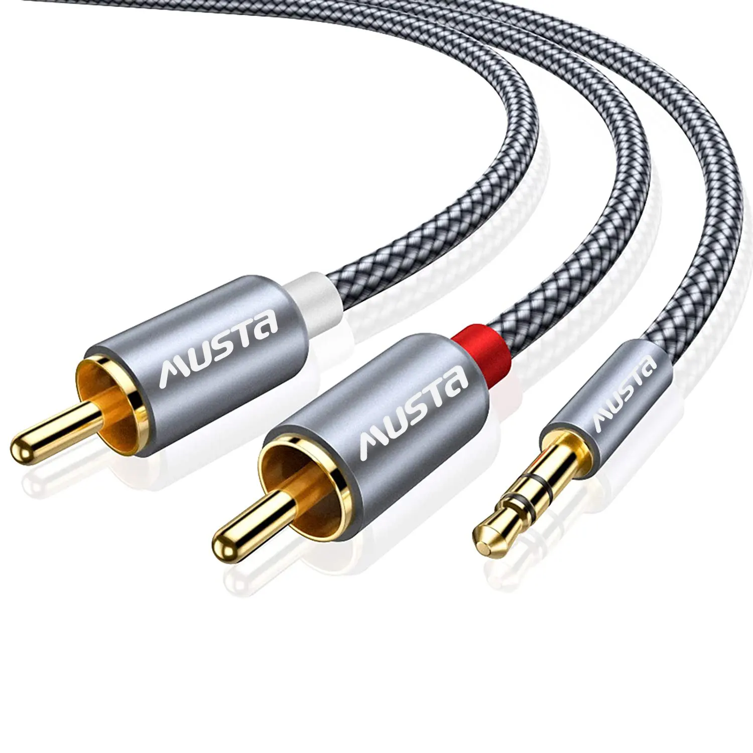 איכות טובה 3.5mm כדי 2RCA כבל סטריאו תקע 24k זהב מצופה rca אודיו כבל אלומיניום מעטפת זכר 3.5mm ל-rca כבל