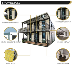 บ้านคอนเทนเนอร์แบบขยายได้สองชั้น บ้านสำเร็จรูปแบบโมดูลาร์ บ้านสำเร็จรูปขนาดเล็ก บ้านสำเร็จรูปแบบพับได้สองชั้น - Product Image 3