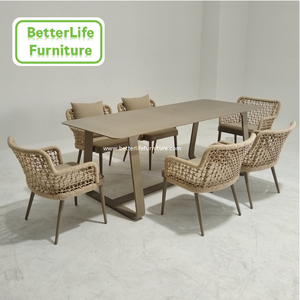 Aluminum Outdoor Dining Table Metal Garden Dining Table Chair and Dining Table Set <strong>Patio</strong> with <strong>Round</strong> Artificial Rattan Chair - Product Image 2